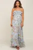 Blue Floral Ruffle Top Back Cutout Maternity Maxi Dress sold by Pinkblush