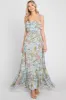 Blue Floral Ruffle Top Back Cutout Maternity Maxi Dress sold by Pinkblush