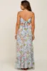 Blue Floral Ruffle Top Back Cutout Maternity Maxi Dress sold by Pinkblush