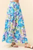 Light Blue Lavender Bright Floral Printed Flowy Maxi Skirt sold by Pinkblush