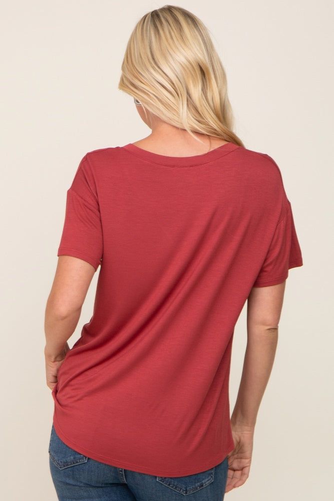 Red V-Neck Basic Top sold by Pinkblush product image thumbnail 3