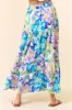Light Blue Lavender Bright Floral Printed Flowy Maxi Skirt sold by Pinkblush