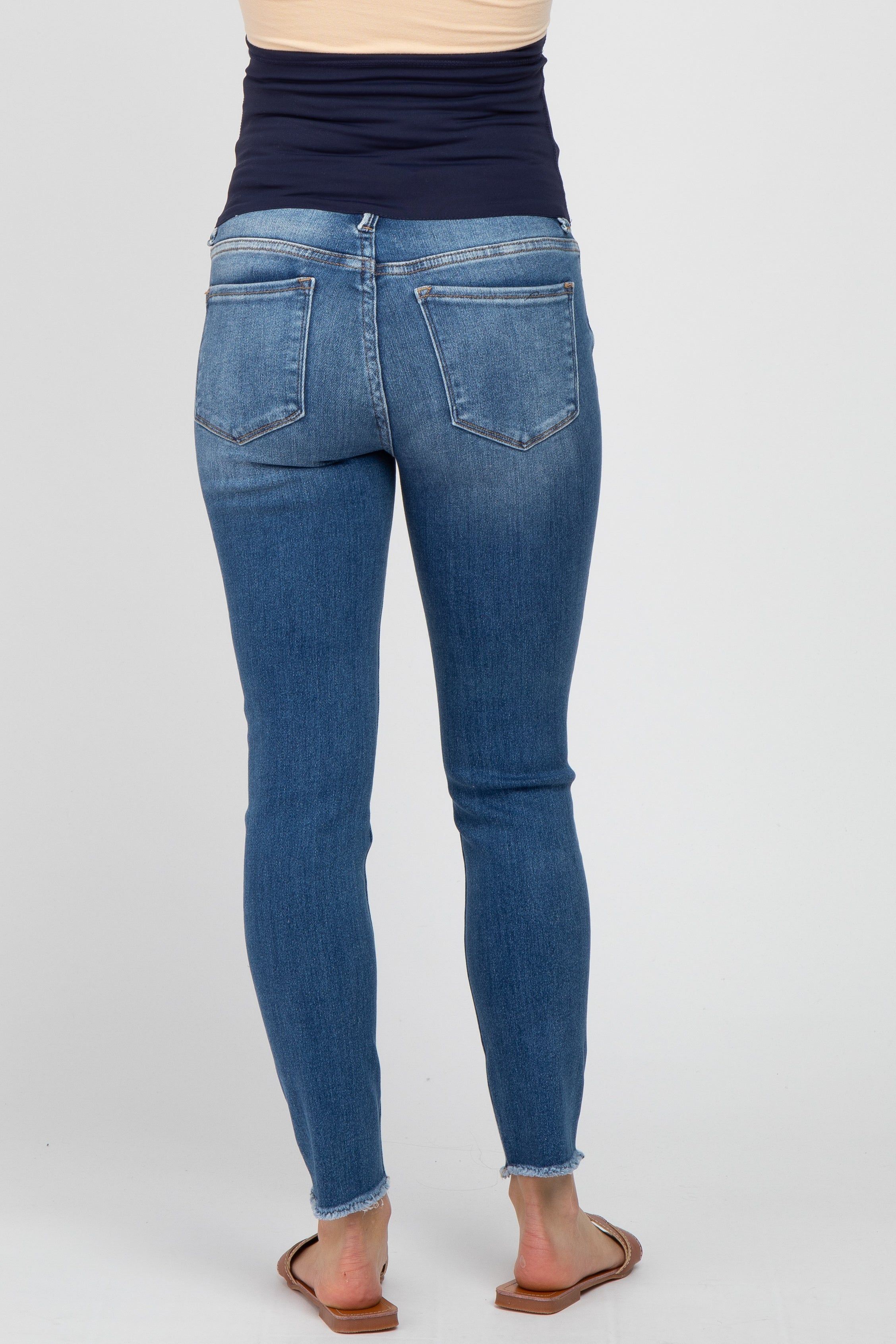 Blue Raw Hem Maternity Skinny Jeans sold by Pinkblush product image thumbnail 4
