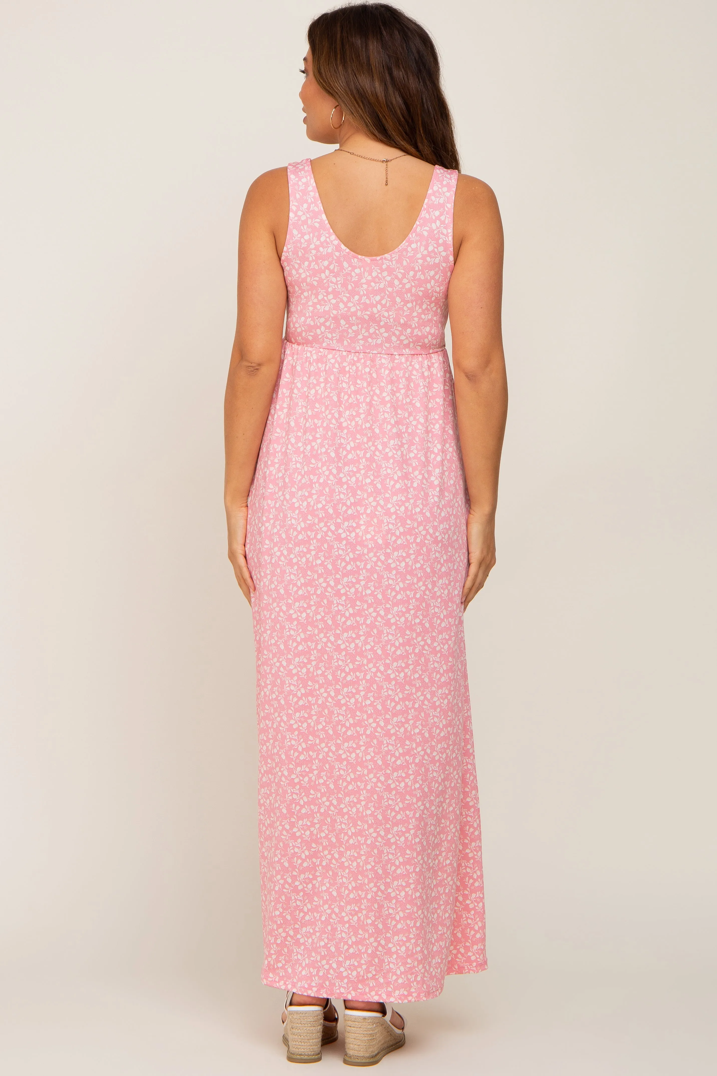 Pink Floral Sleeveless Maternity Maxi Dress sold by Pinkblush product image thumbnail 3