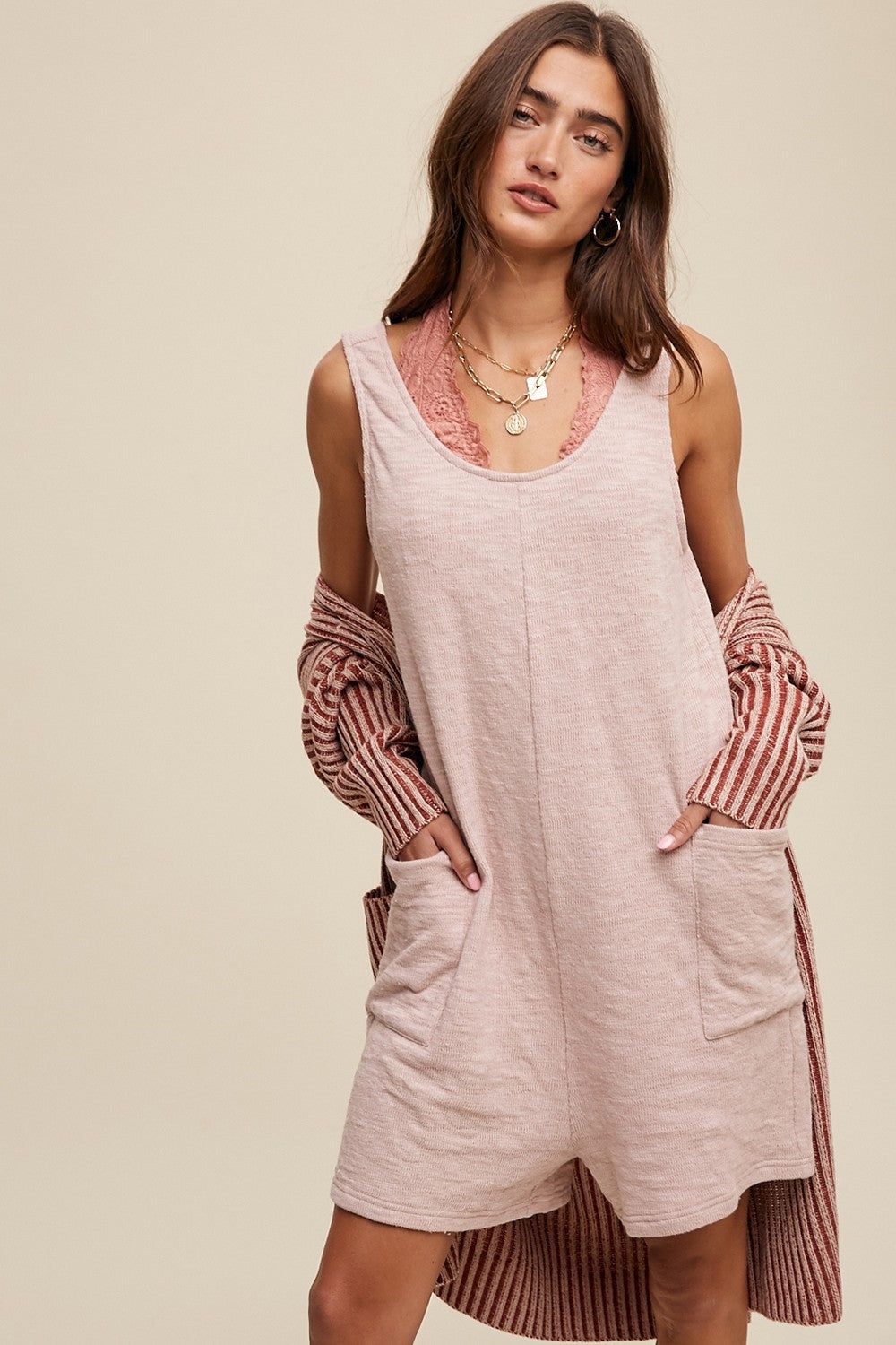 Light Pink Oversized Knit Romper sold by Pinkblush product image thumbnail 2