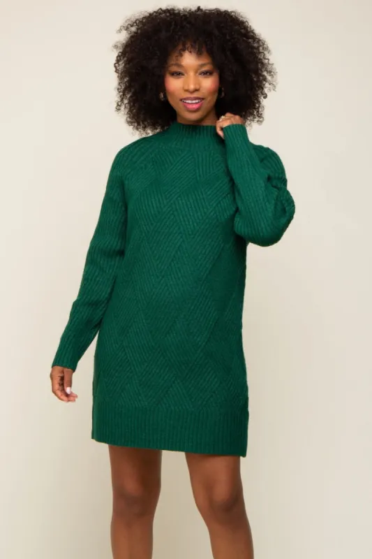 Hunter Green Knit Long Sleeve Sweater Dress sold by Pinkblush