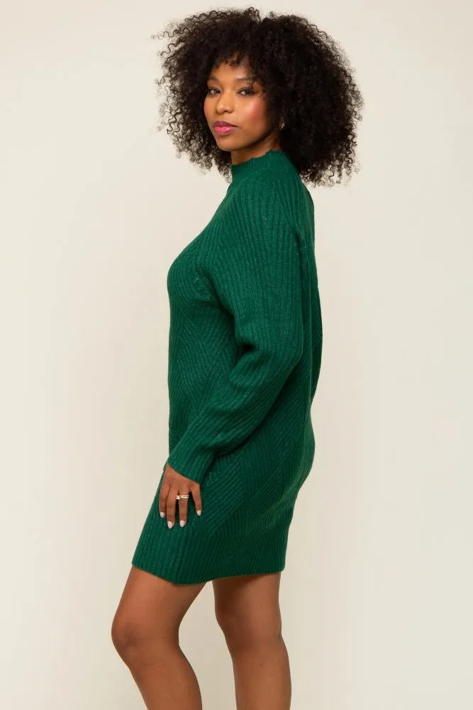Hunter Green Knit Long Sleeve Sweater Dress sold by Pinkblush product image thumbnail 2