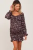 Black Floral Sweetheart Neck Smocked Long Sleeve Maternity Dress sold by Pinkblush