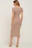 Mocha Ribbed Midi Dress sold by Pinkblush