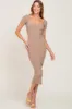 Mocha Ribbed Midi Dress sold by Pinkblush