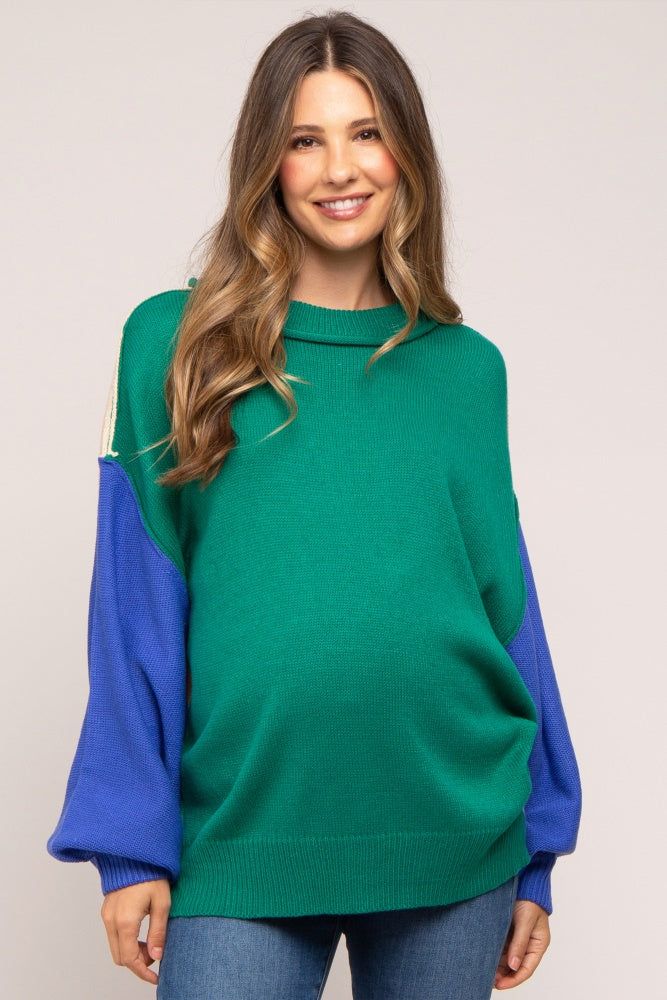 Emerald Multi-Color Knit Maternity Sweater sold by Pinkblush