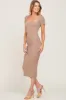 Mocha Ribbed Midi Dress sold by Pinkblush
