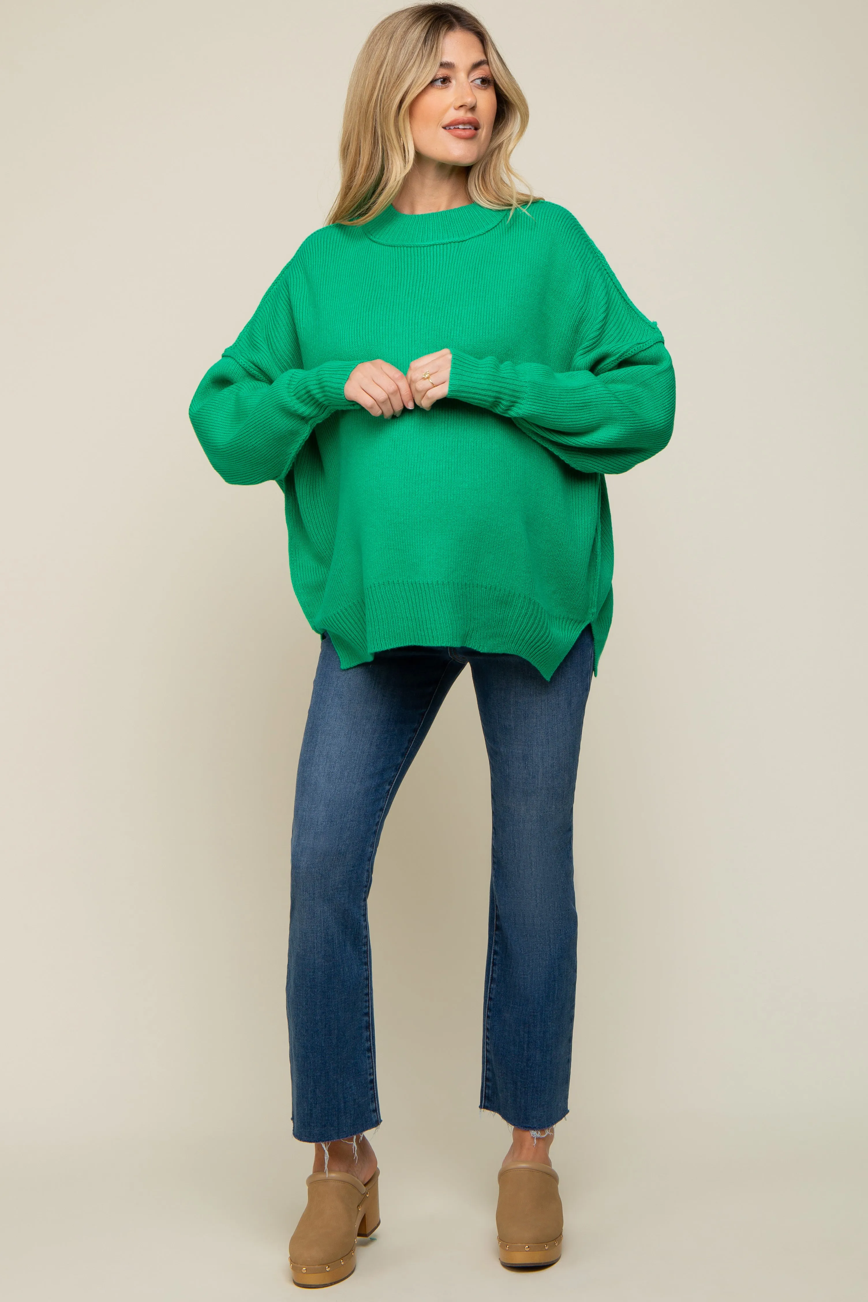 Green Mock Neck Maternity Sweater sold by Pinkblush product image thumbnail 4
