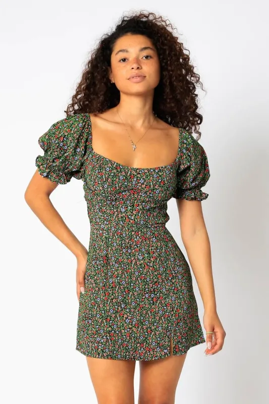 Black Green Rose Mini Dress sold by Pinkblush