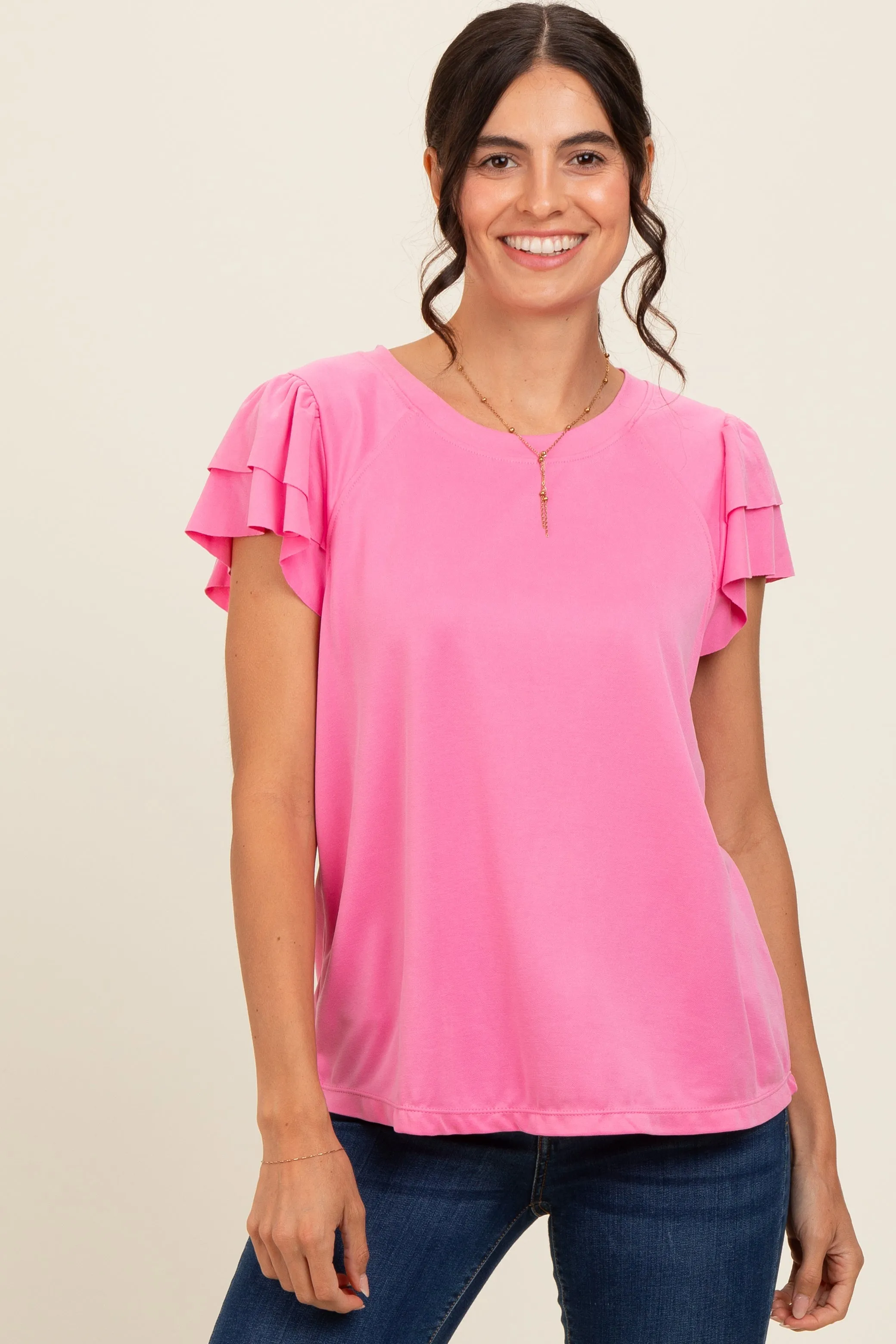 Pink Ruffle Short Sleeve Maternity Top sold by Pinkblush product image thumbnail 3