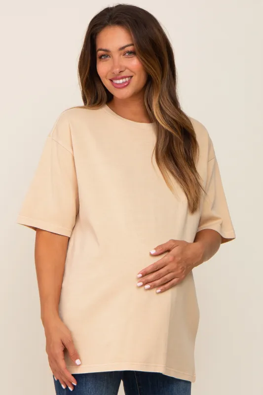 Yellow Basic Oversized Maternity T-Shirt sold by Pinkblush