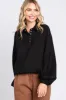 Black Collared Button Pullover sold by Pinkblush