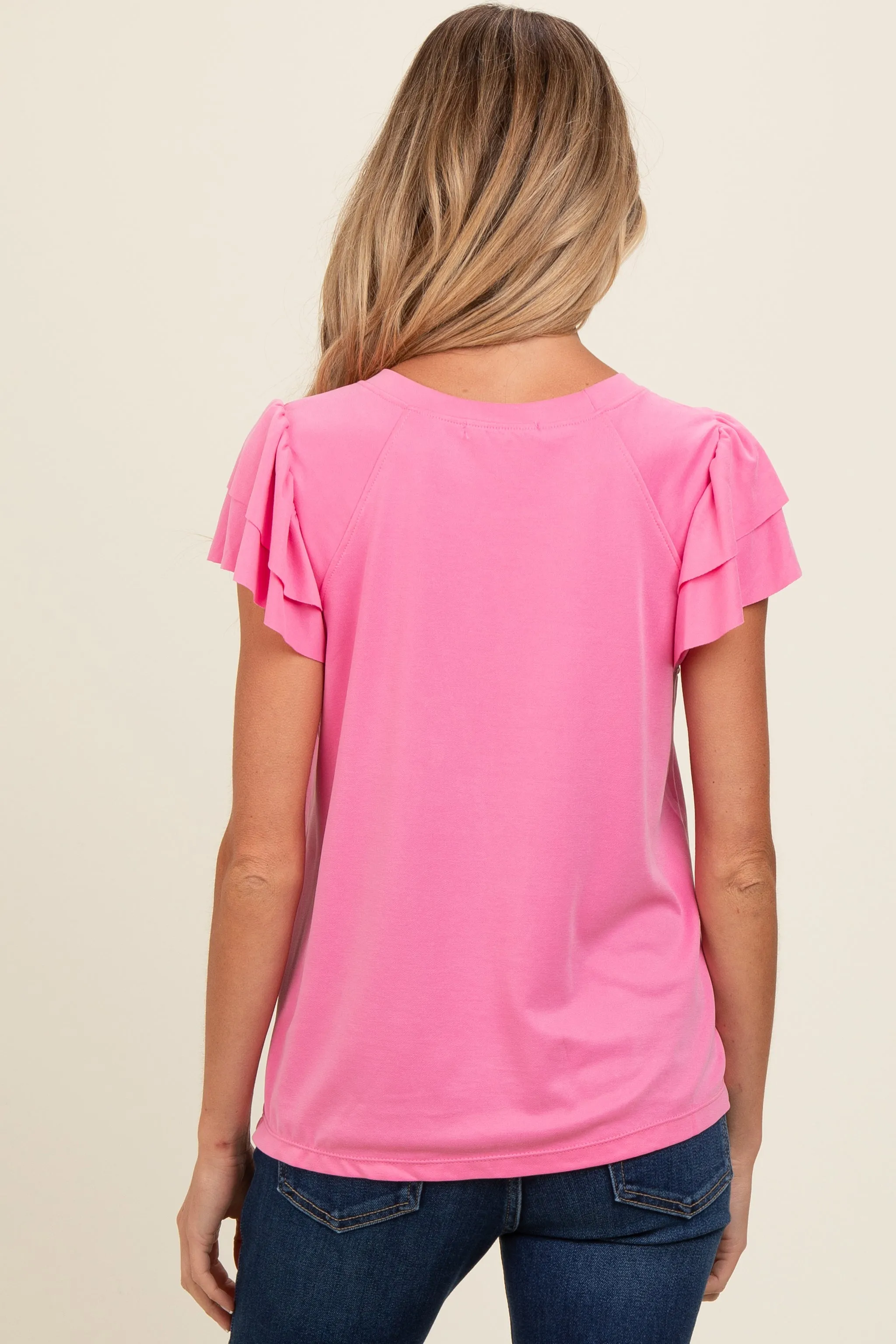 Pink Ruffle Short Sleeve Maternity Top sold by Pinkblush product image thumbnail 2
