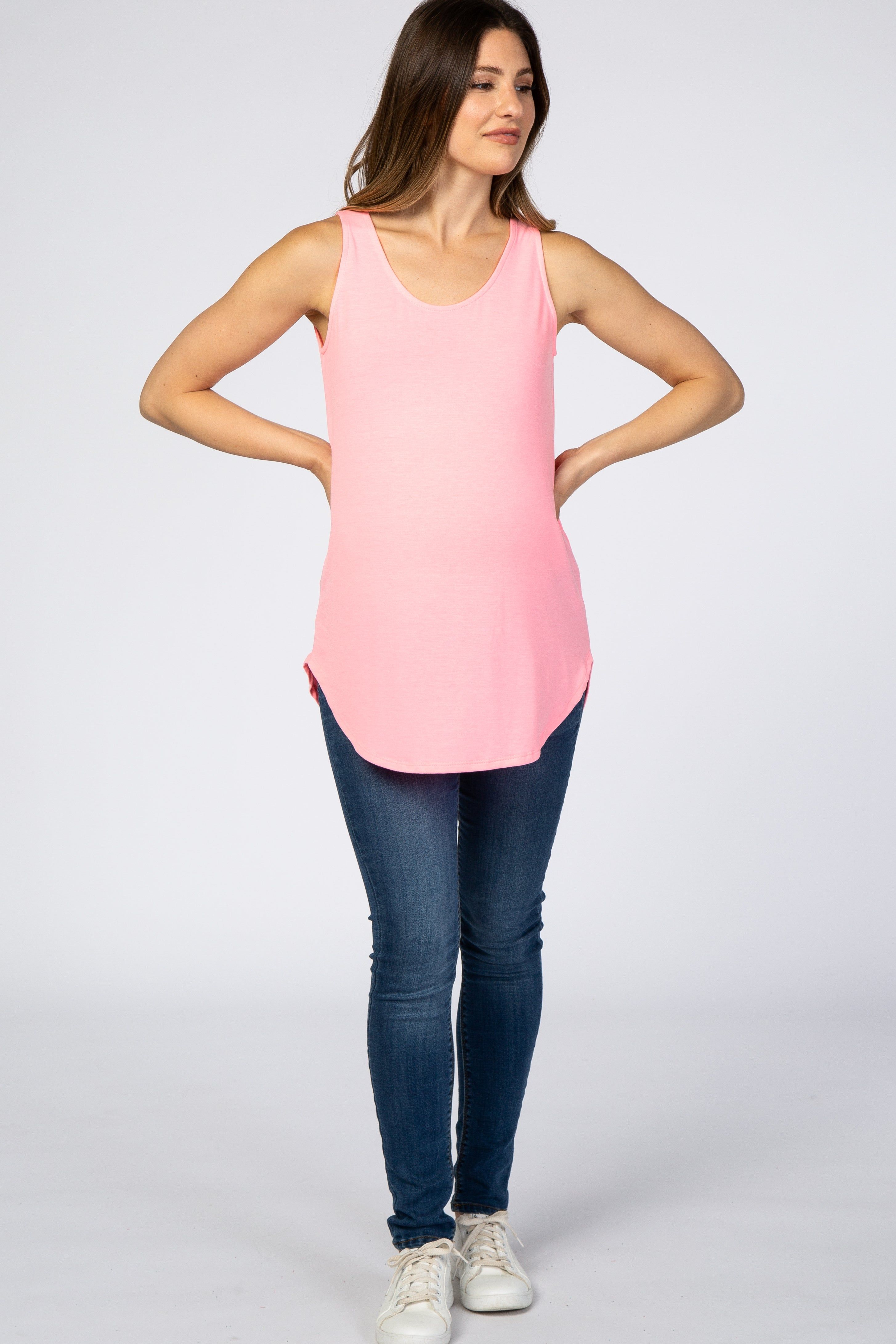 Neon Pink Basic Sleeveless Maternity Top sold by Pinkblush product image thumbnail 4