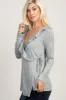 PinkBlush Heather Grey Ruffle Trim Wrap Nursing Top sold by Pinkblush