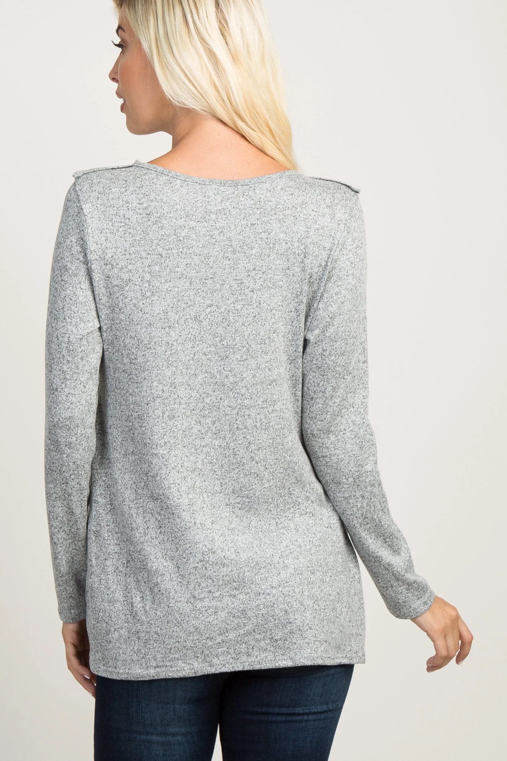 PinkBlush Heather Grey Ruffle Trim Wrap Nursing Top sold by Pinkblush product image thumbnail 3