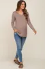 Mocha Long Sleeve Maternity Top sold by Pinkblush