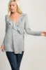 PinkBlush Heather Grey Ruffle Trim Wrap Nursing Top sold by Pinkblush