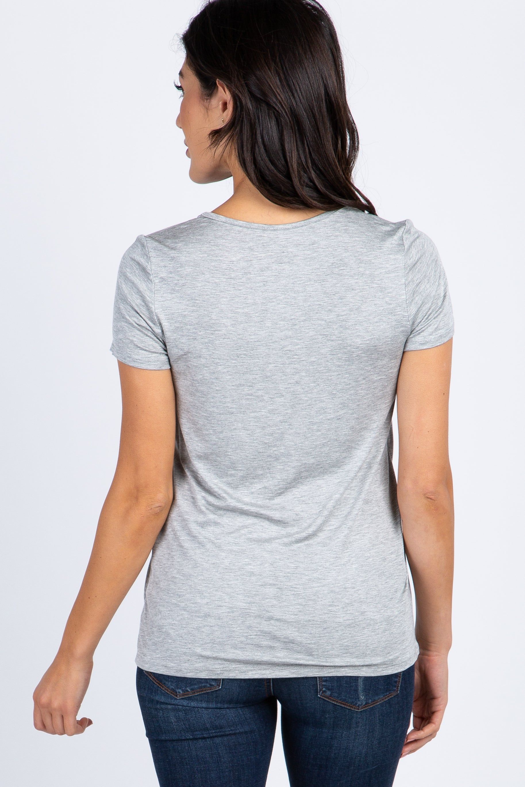 Heather Grey Short Sleeve Nursing Top sold by Pinkblush product image thumbnail 3