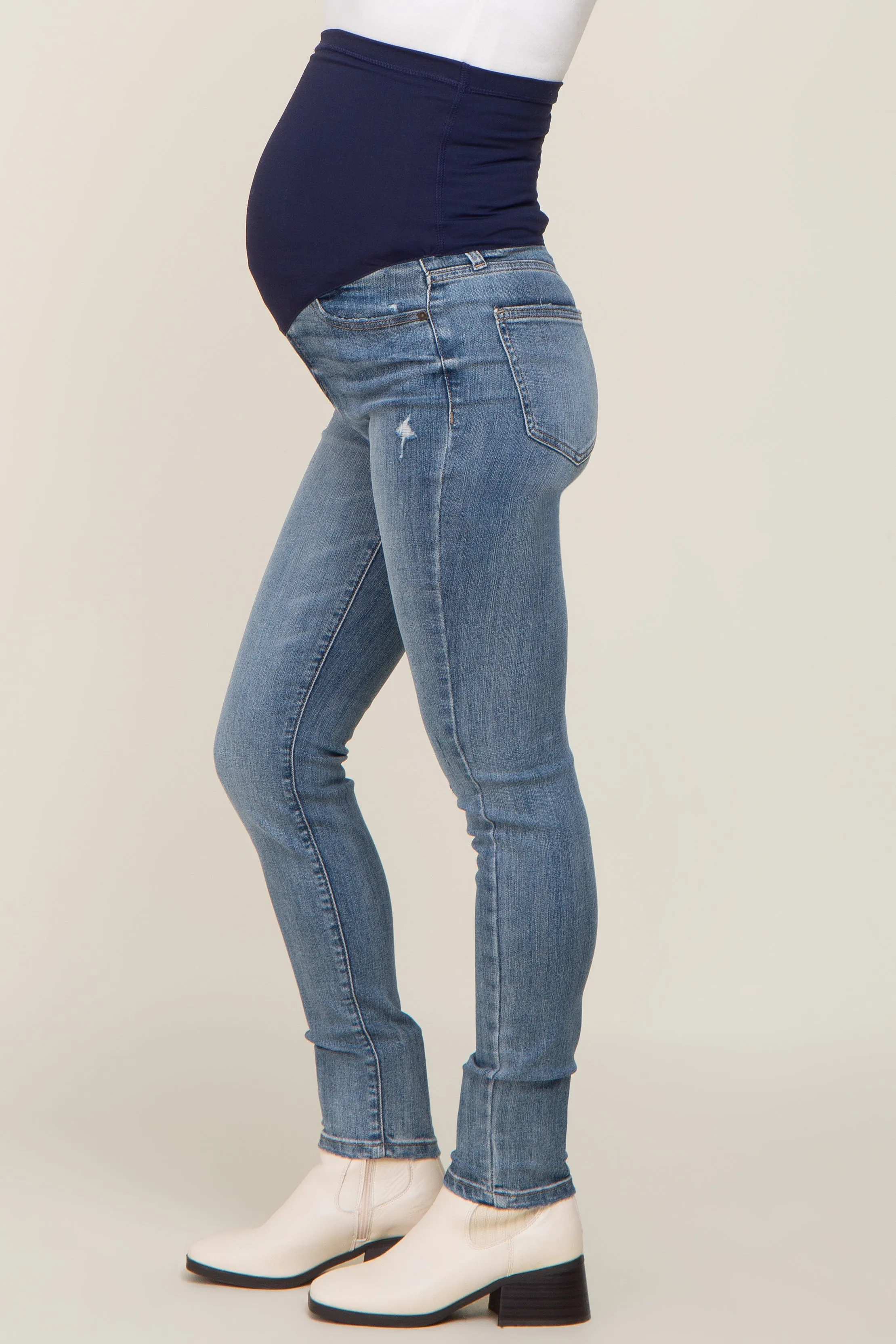 Blue Vintage Wash Maternity Skinny Jeans sold by Pinkblush product image thumbnail 3