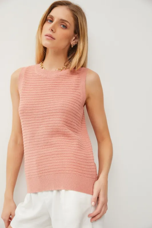 Peach Knit Sleeveless Top sold by Pinkblush