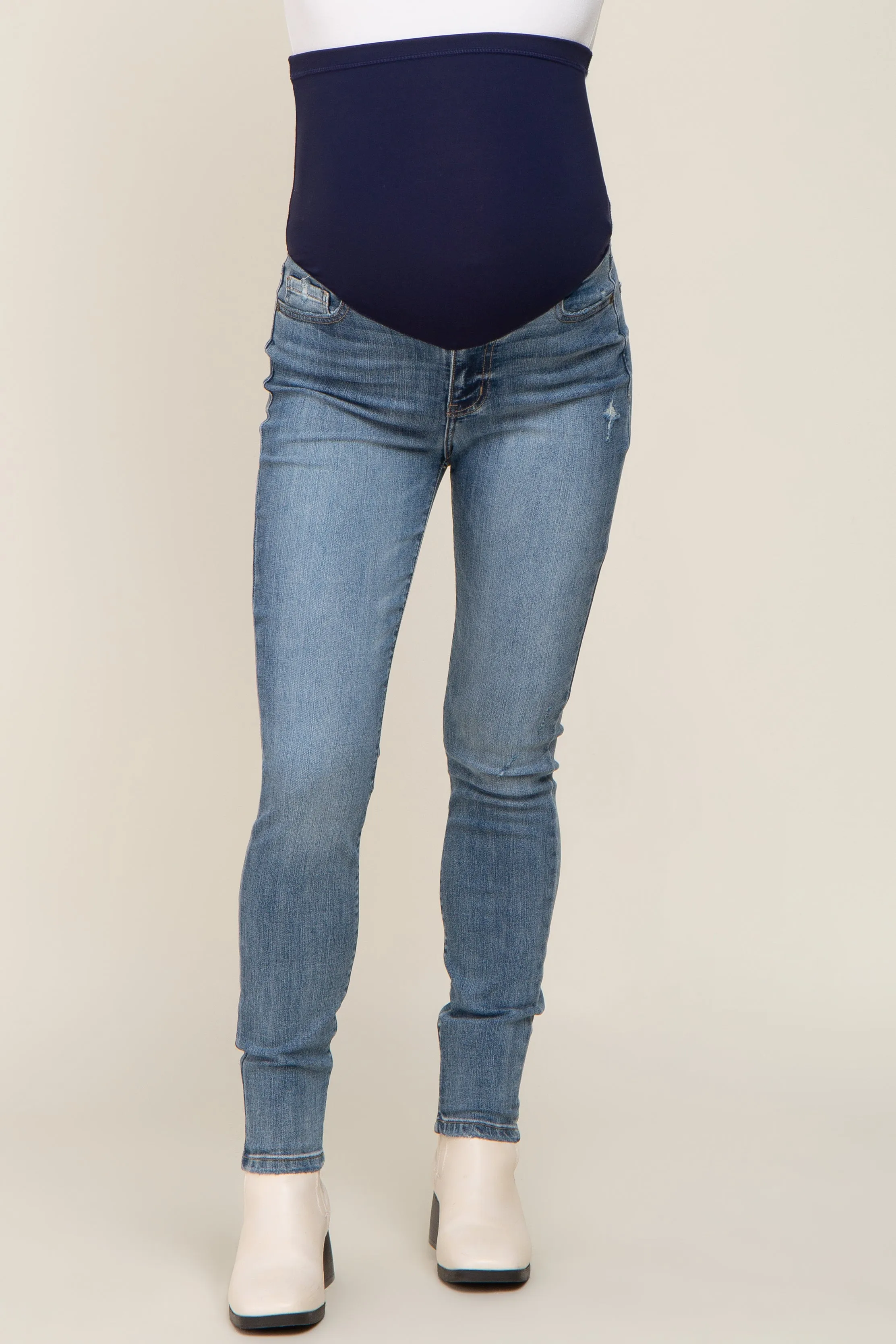 Blue Vintage Wash Maternity Skinny Jeans sold by Pinkblush product image thumbnail 2