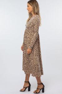 Taupe Abstract Animal Print Midi Dress sold by Pinkblush