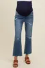 Blue Vintage Wash Raw Hem Crop Flare Maternity Jeans sold by Pinkblush