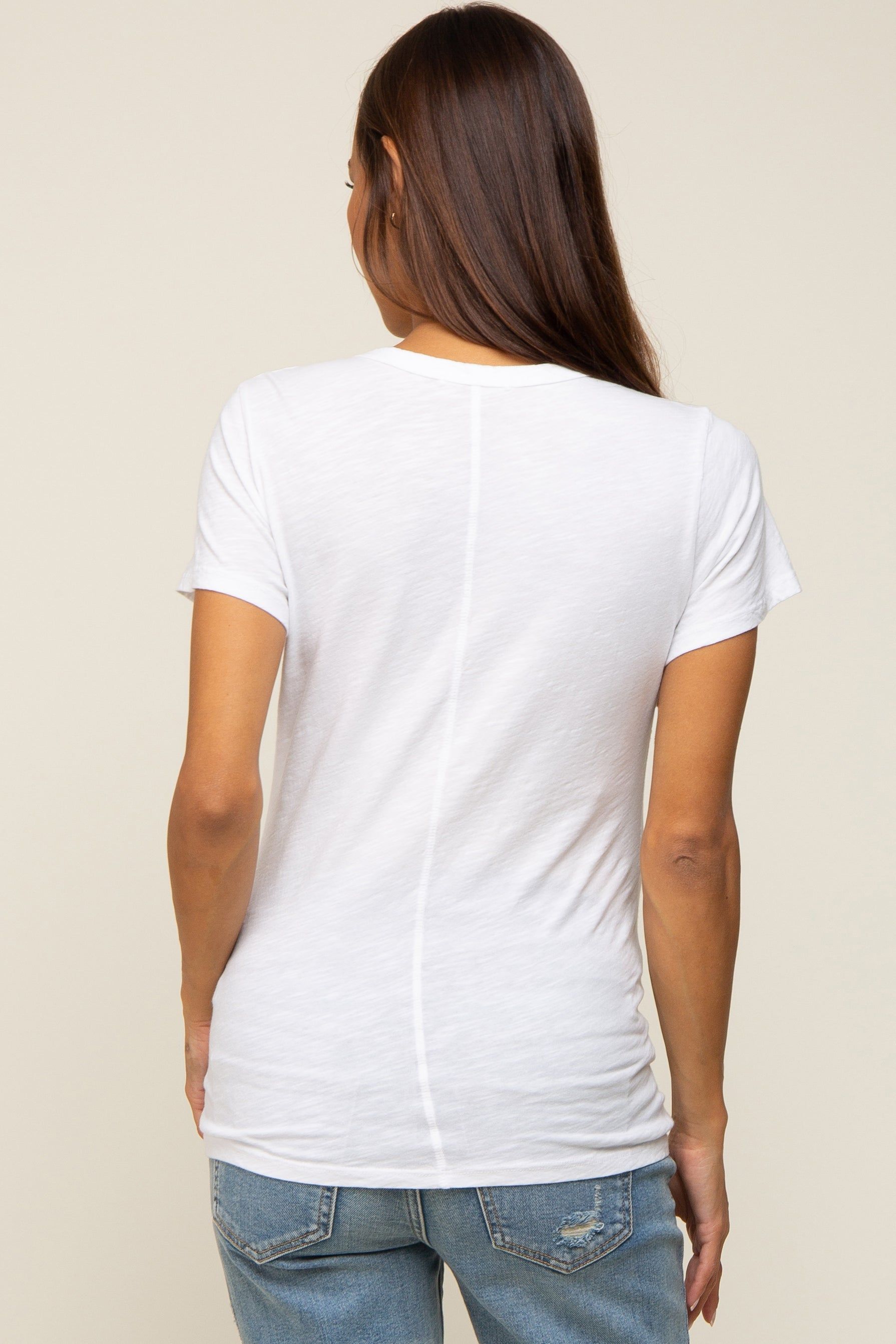 Ivory Slub Knit Cropped Maternity T-Shirt sold by Pinkblush product image thumbnail 3