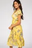 Yellow Floral Flounce Sleeve Midi Dress sold by Pinkblush