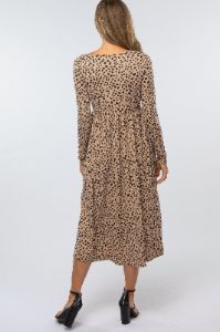 Taupe Abstract Animal Print Midi Dress sold by Pinkblush