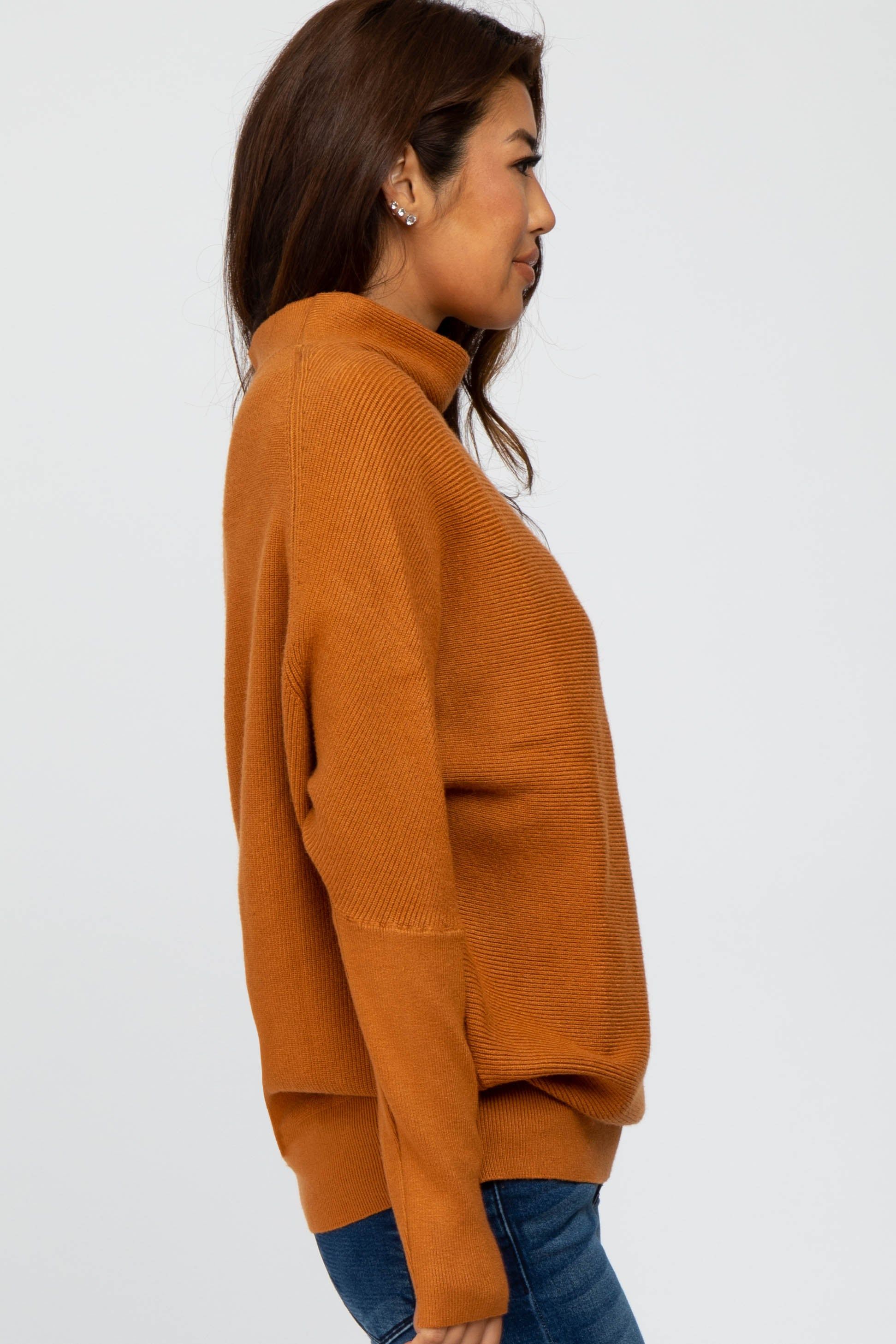 Camel Funnel Neck Dolman Sleeve Sweater sold by Pinkblush product image thumbnail 2