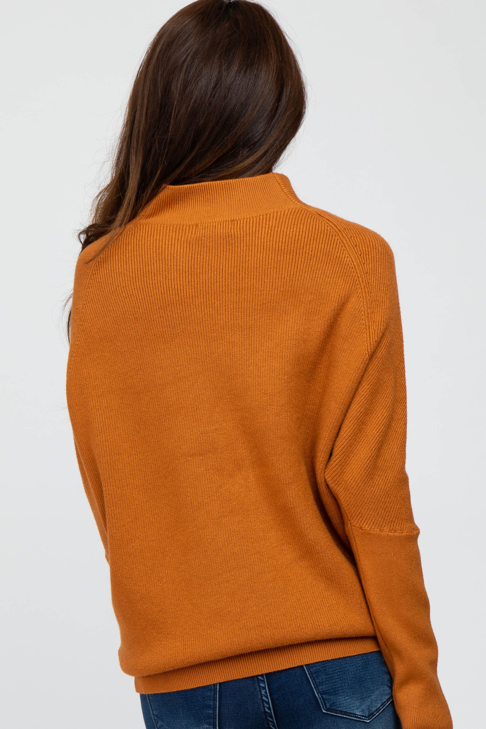 Camel Funnel Neck Dolman Sleeve Sweater sold by Pinkblush product image thumbnail 3