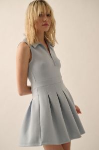 Light Chambray Collared Knit Mini Dress sold by Pinkblush