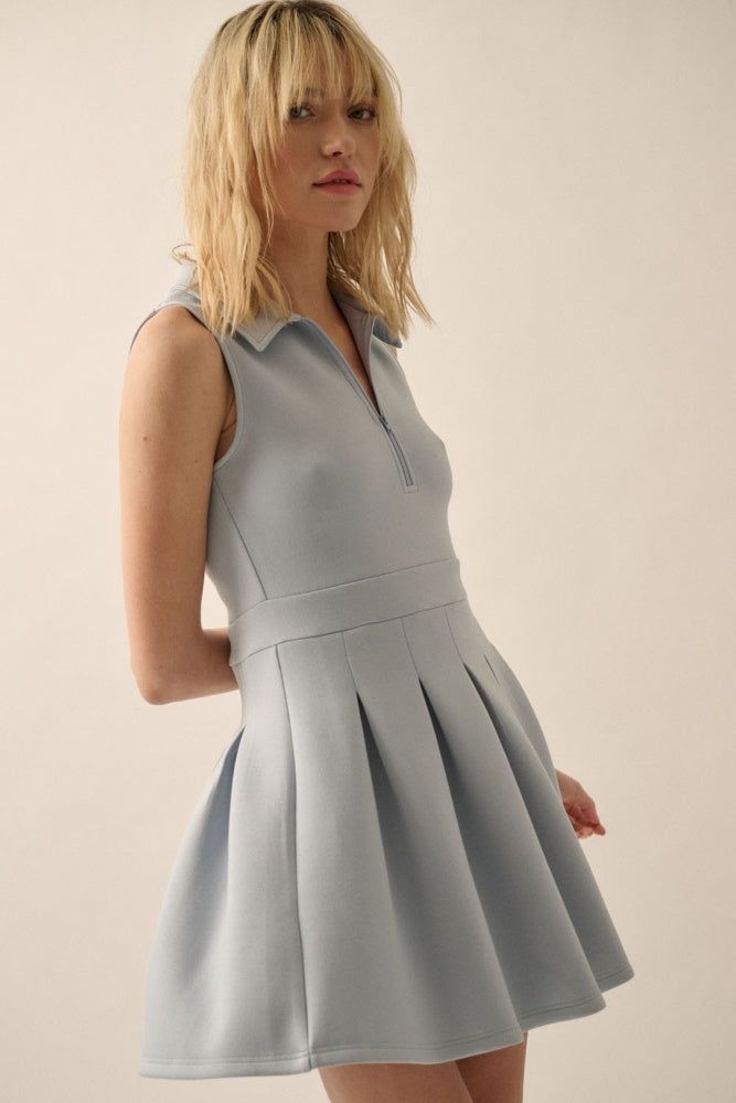 Light Chambray Collared Knit Mini Dress sold by Pinkblush product image thumbnail 2