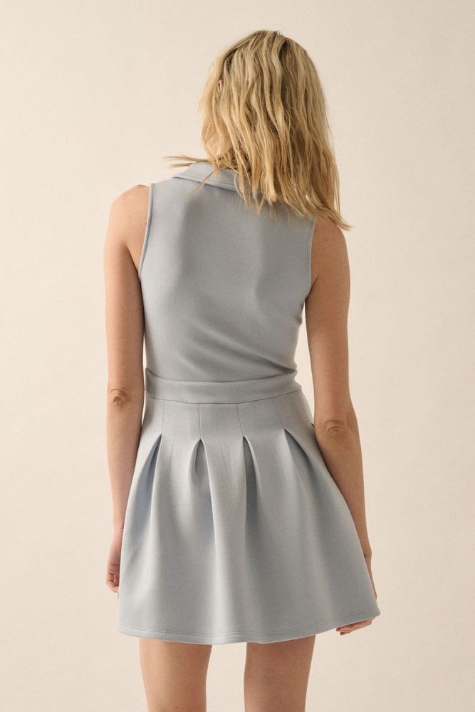 Light Chambray Collared Knit Mini Dress sold by Pinkblush product image thumbnail 3