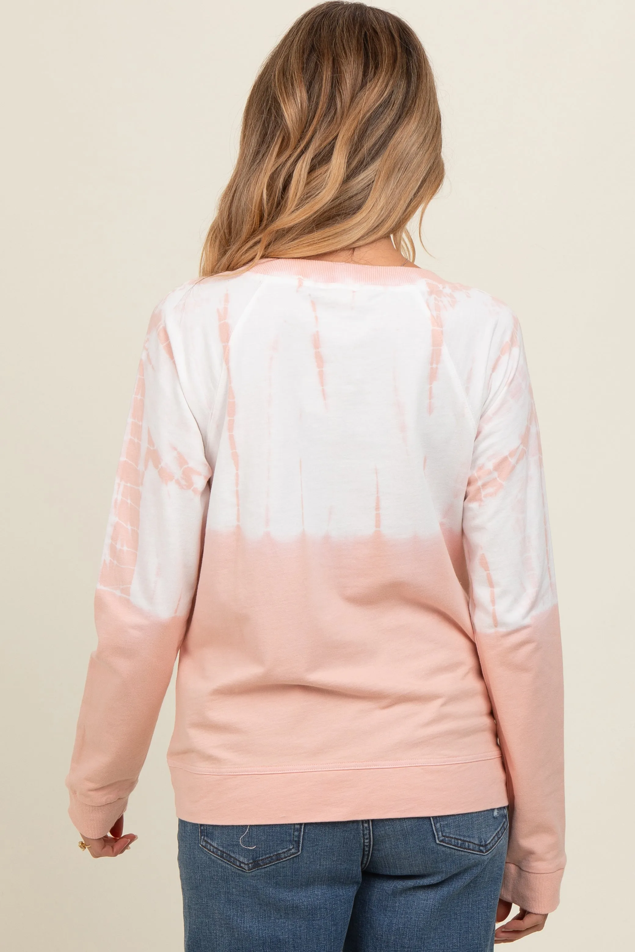 Peach Tie Dye Maternity Long Sleeve Pullover sold by Pinkblush product image thumbnail 3