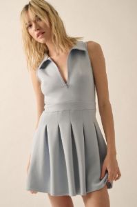 Light Chambray Collared Knit Mini Dress sold by Pinkblush