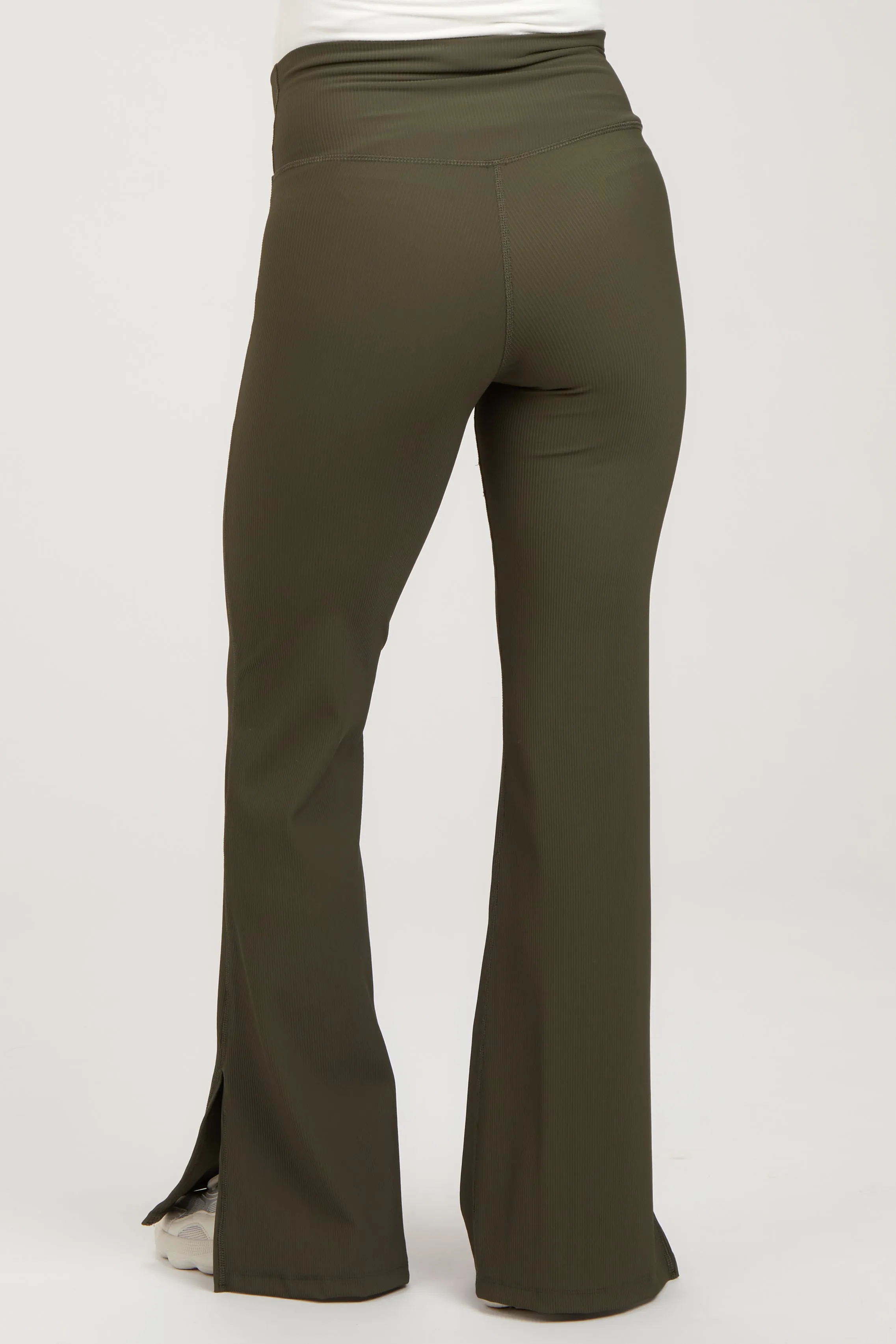 Olive V-Waist Ribbed Bootcut Maternity Leggings sold by Pinkblush product image thumbnail 4