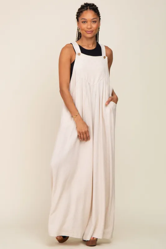 Beige Sleeveless Wide Leg Jumpsuit sold by Pinkblush