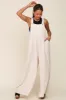 Beige Sleeveless Wide Leg Jumpsuit sold by Pinkblush