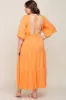 Orange Deep V-Neck Tiered Maternity Plus Maxi Dress sold by Pinkblush