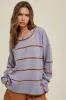 Blue Striped Sweater With Side Slits sold by Pinkblush