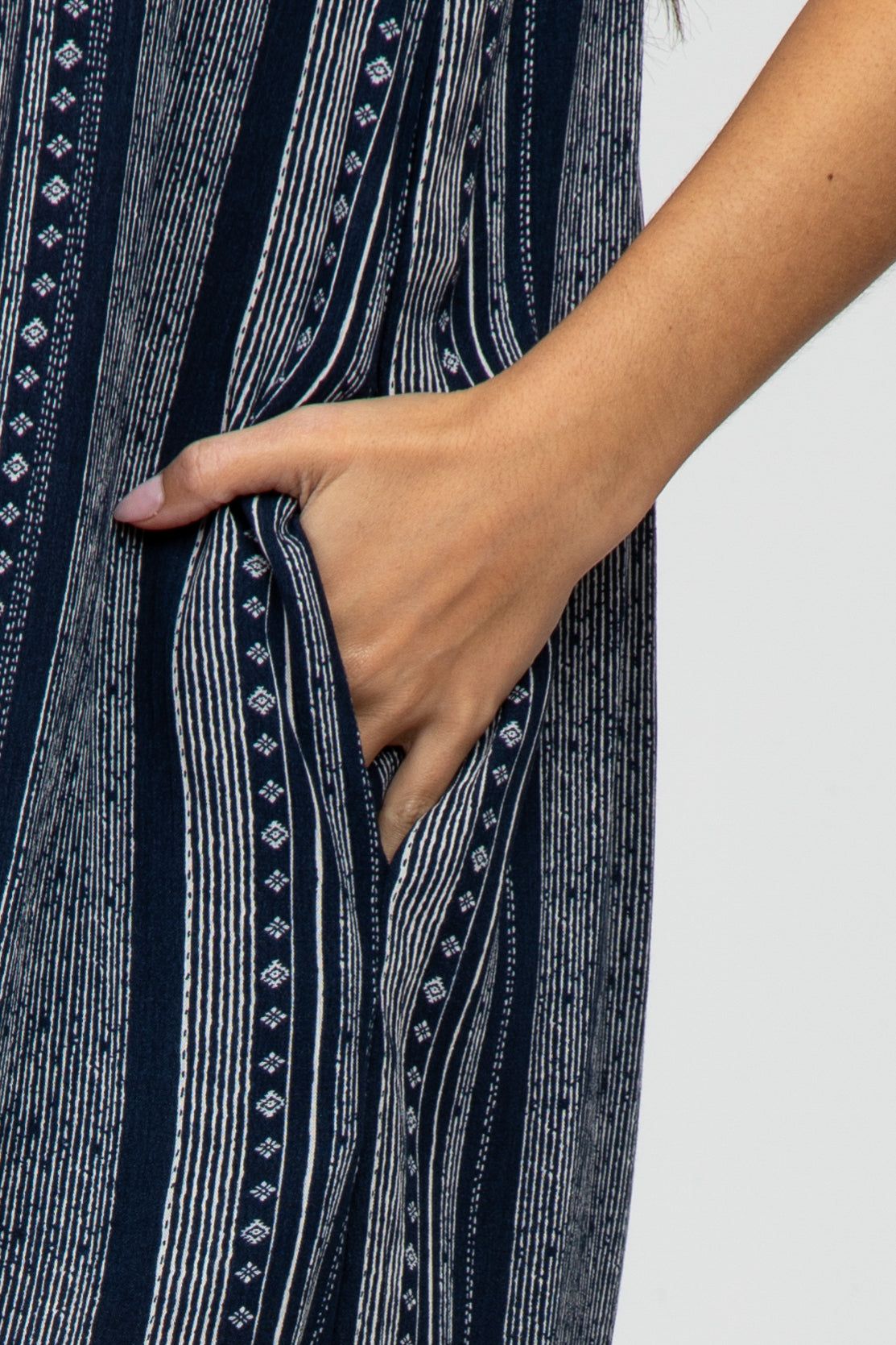 Navy Blue Printed Stripe Jumpsuit sold by Pinkblush product image thumbnail 4