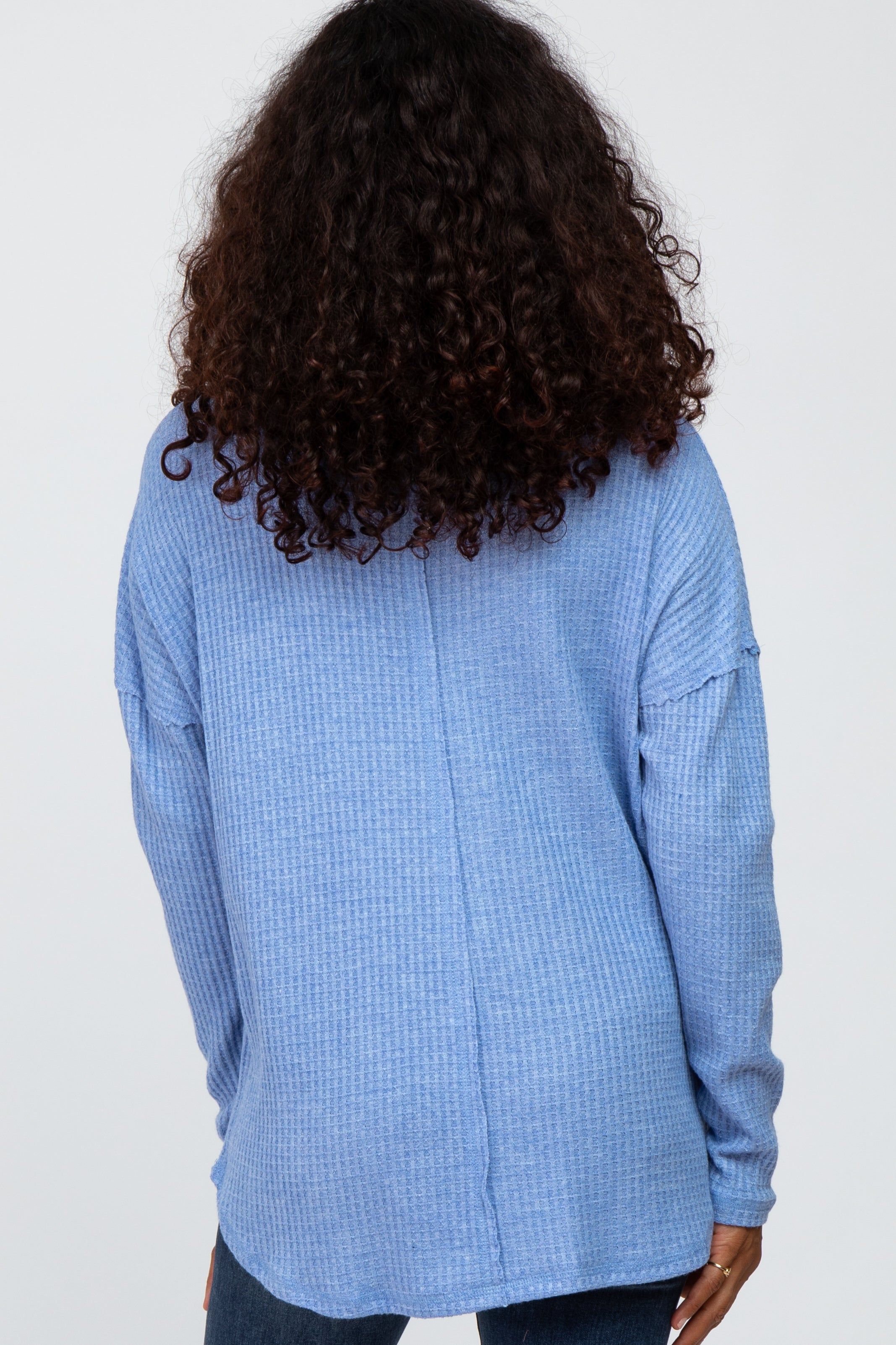Blue Waffle Knit Long Sleeve Top sold by Pinkblush product image thumbnail 3
